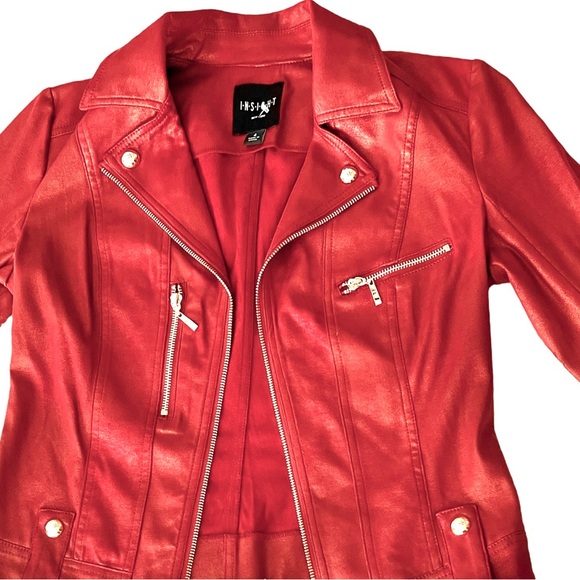NWOT | Women’s✨Insight New York✨Liquid Cherry Metallic Moto Jacket - Picture 2 of 16